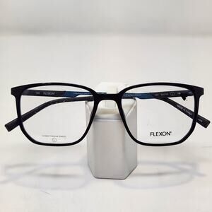 Flexon EP8022 Black Blue Eyeglasses Frames Flex Titanium Temple Rectangle